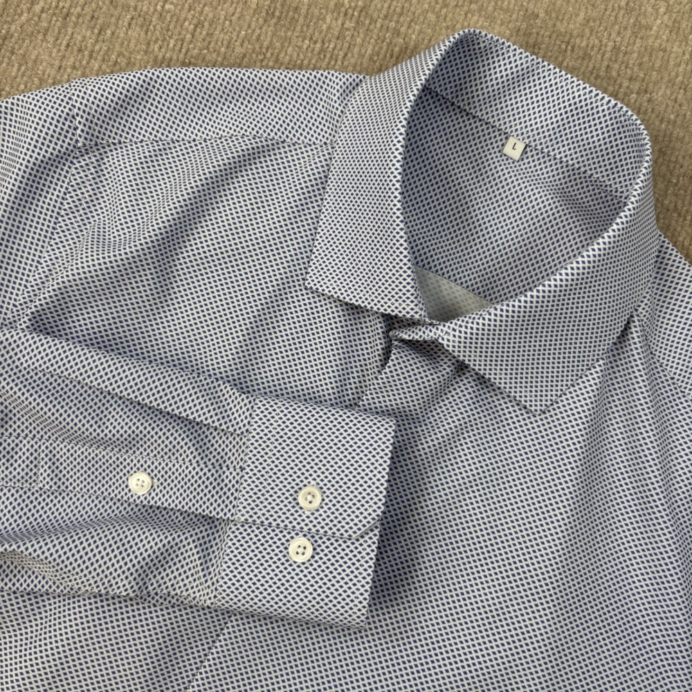 State & Liberty Blue Diamond Performance Button Down Shirt Men's Size Large EUC